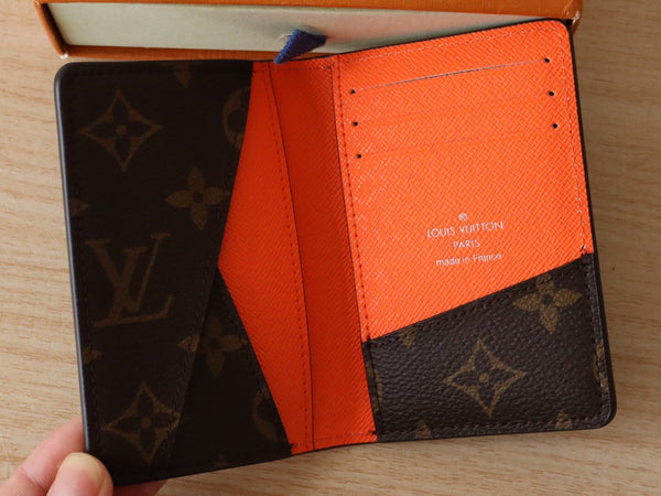LV Pocket Card Holder Wallet Orange Monogram Canvas & Cowhide 224115