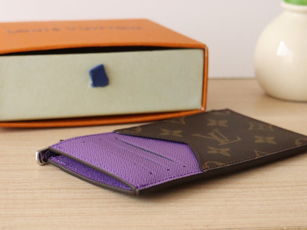LV Zipper Card Holder Purple Monogram Canvas & Calfskin 224124
