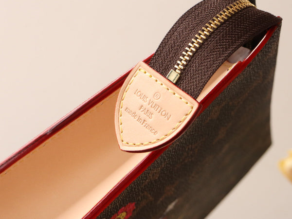 LV x TM Toiletry Pouch Brown Monogram Flower Motifs Canvas