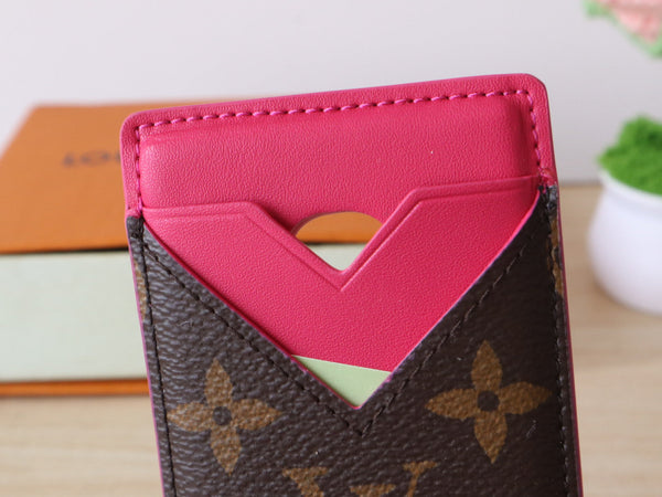 LV Porte-Cartes Magnet Brown Pink Monogram Canvas & Cowhide
