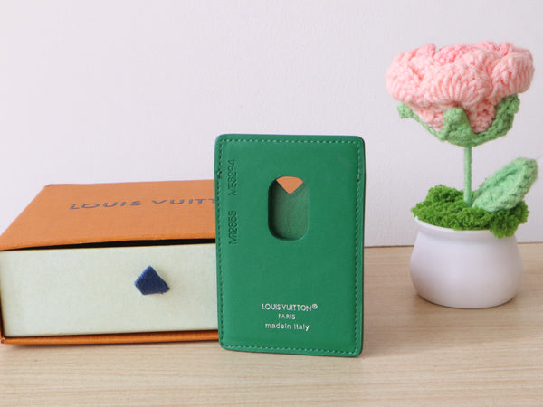 LV Porte-Cartes Magnet Brown Green Monogram Canvas & Cowhide