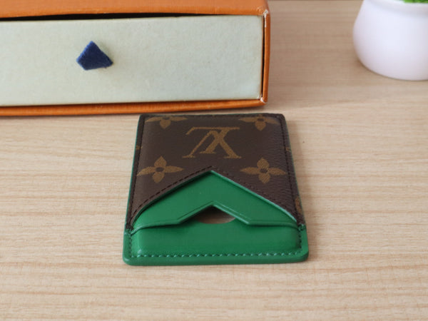 LV Porte-Cartes Magnet Brown Green Monogram Canvas & Cowhide