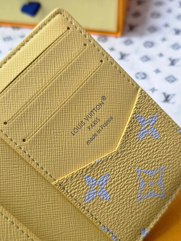 LV M14769 Pocket Organizer Gray Yellow Monogram Glow Canvas & Cowhide