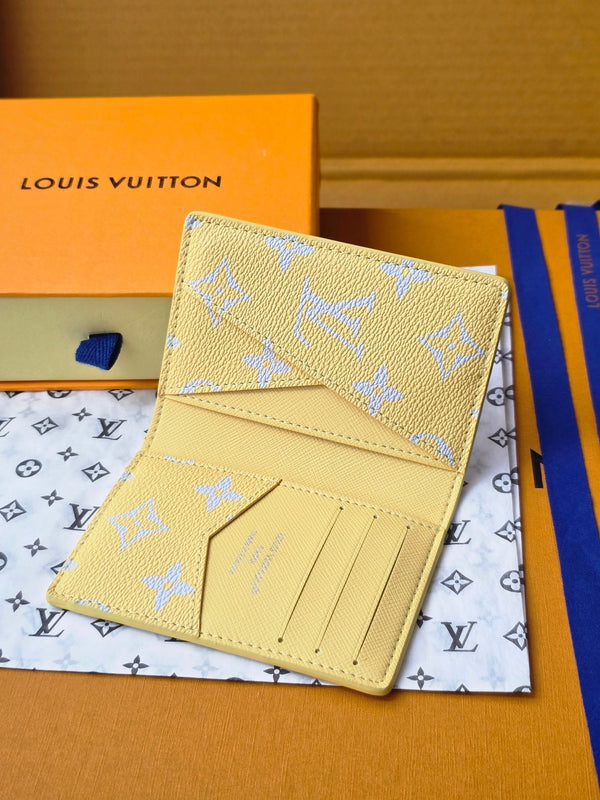 LV M14769 Pocket Organizer Gray Yellow Monogram Glow Canvas & Cowhide