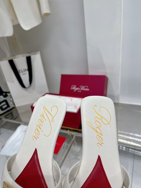 Viv Simple Slides White Cowhide 295937