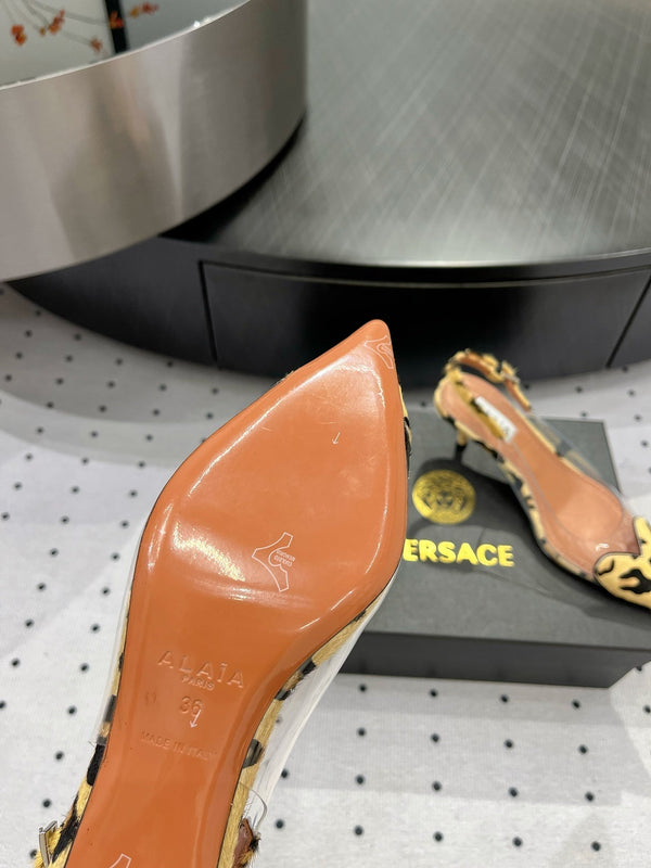 Alaila Le Cœur Slingbacks 60mm In Light Yellow Glossy Lambskin 954831