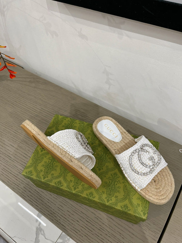 GG INTERLOCKING G ESPADRILLE WHITE FABRIC