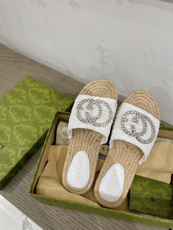 GG INTERLOCKING G ESPADRILLE WHITE FABRIC