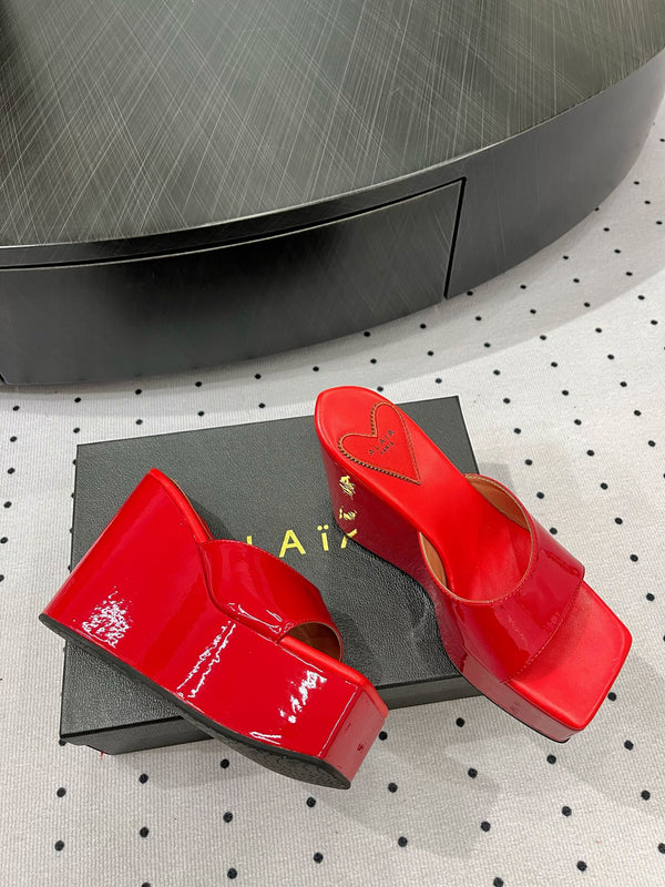 Sandalo alto Alaila 115 mm in pelle di agnello lucida rossa 954872