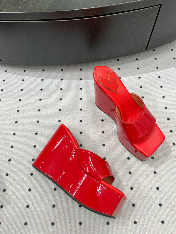 Sandalo alto Alaila 115 mm in pelle di agnello lucida rossa 954872