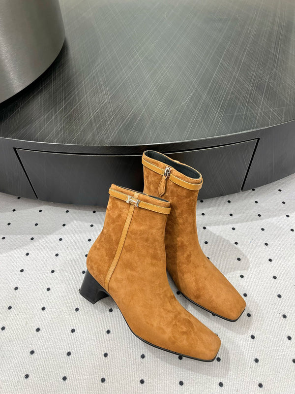 HM Hommage Ankle Boot 50mm Brown Orange Suede 954737