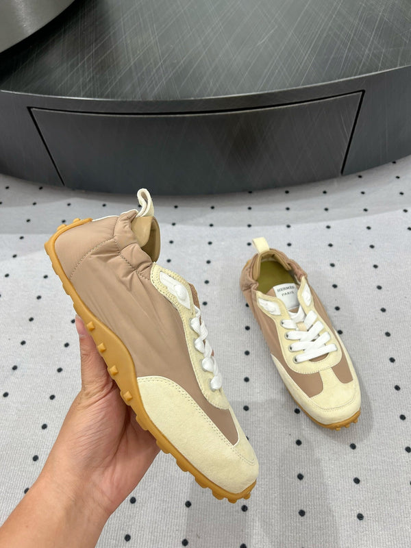 HM Sneaker 10mm In Light Brown Mix Beige Suede And Windbreaker Fabric 954746