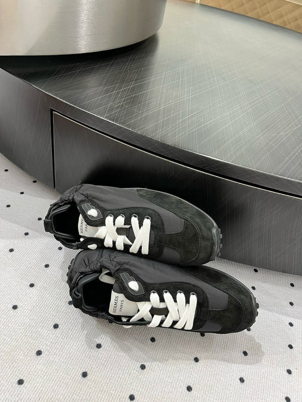 HM Sneaker 10mm In Black Grey Suede And Windbreaker Fabric  954752