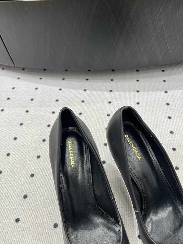 HEELED PUMPS 65 MM IN BLACK SMOOTH LAMBSKIN SILVER HARDWARE