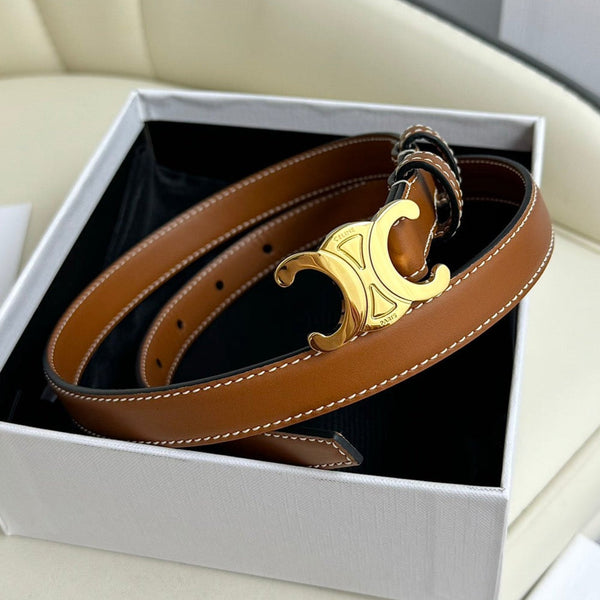 CEL Gold Buckle 18mm Belt Brown Cowhide 179730