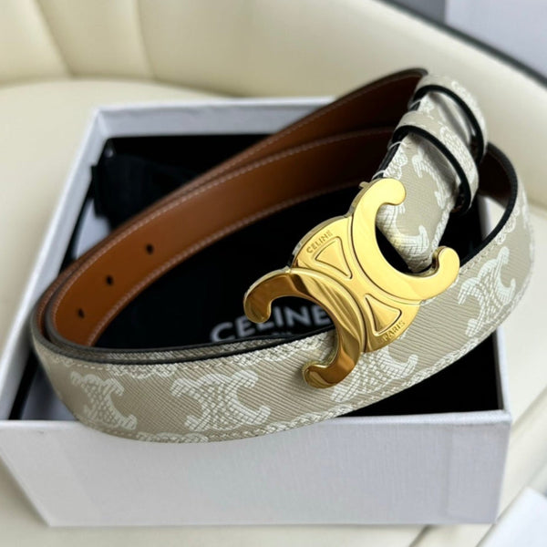 Cintura CEL Gold 25mm Triomphe in tela bianca beige 180418