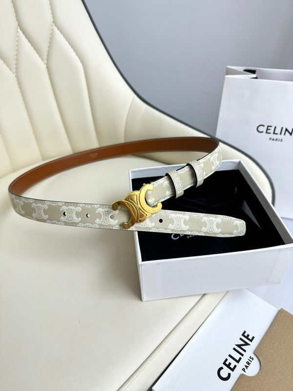 Cintura CEL Gold 25mm Triomphe in tela bianca beige 180418