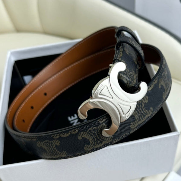 CEL Silver 25mm Triomphe Belt Blue Canvas 180416