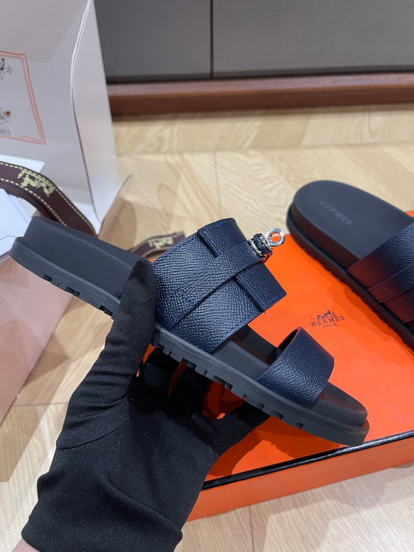 Sandalo HM 25 Jackson in pelle di vitello grana blu scuro