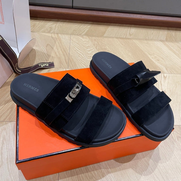 Sandalo HM 25 Jackson in pelle di vitello scamosciata nera