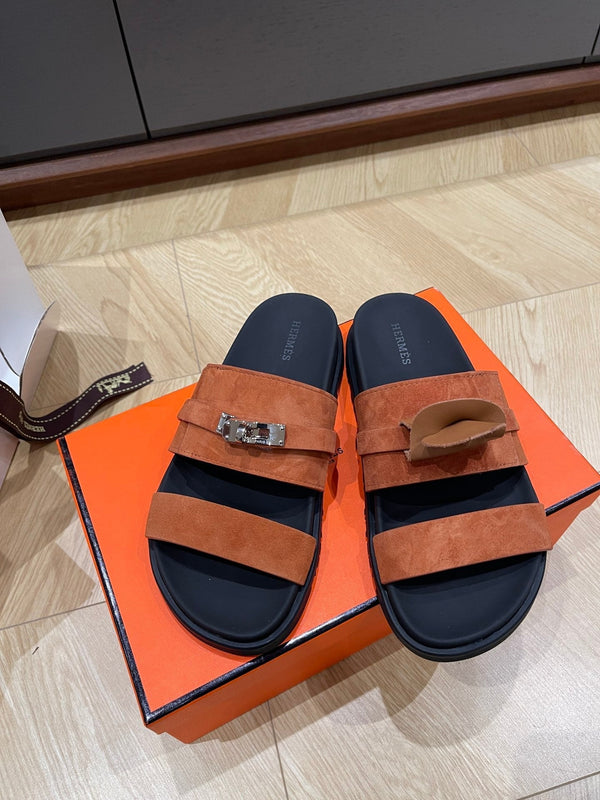 Sandalo HM 25 Jackson in pelle di vitello scamosciata marrone