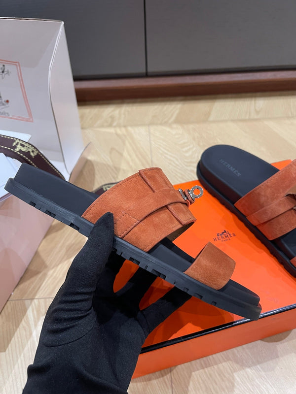 Sandalo HM 25 Jackson in pelle di vitello scamosciata marrone