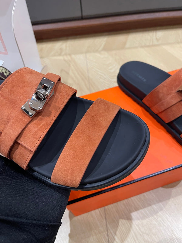 Sandalo HM 25 Jackson in pelle di vitello scamosciata marrone