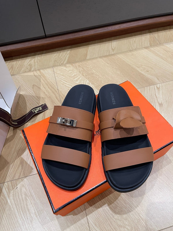 HM 25 Jackson Sandal Brown Black Calfskin