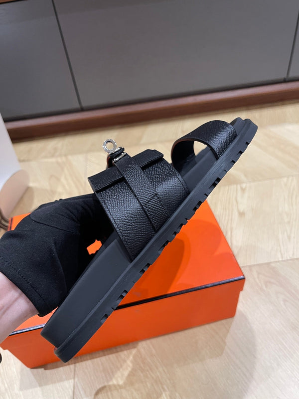 Sandalo HM 25 Jackson in pelle di vitello grana nera