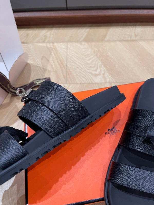 Sandalo HM 25 Jackson in pelle di vitello grana nera