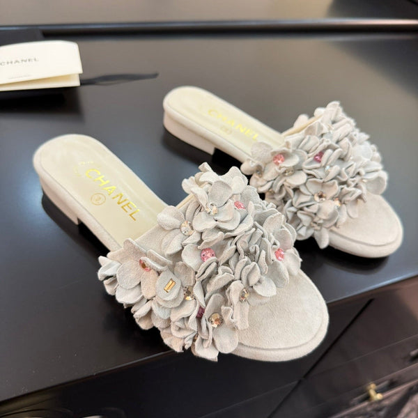 CC 25C Mules Grey Suede Strass