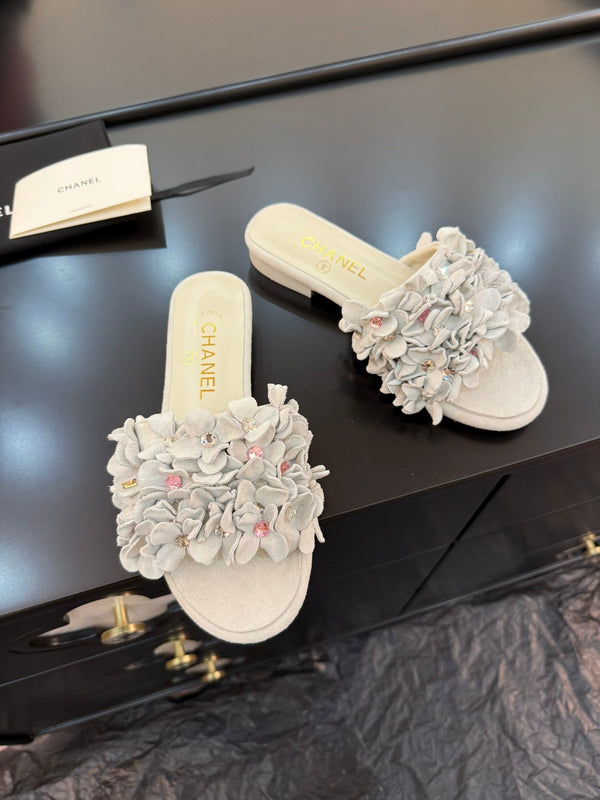 CC 25C Mules Grey Suede Strass