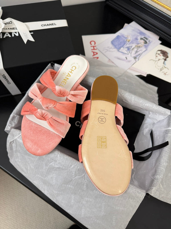 CC 25C Three Strap Mule Pink Velvet fabric 233561