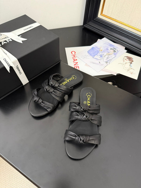 CC 25C Three Strap Mule Black Lambskin 233557