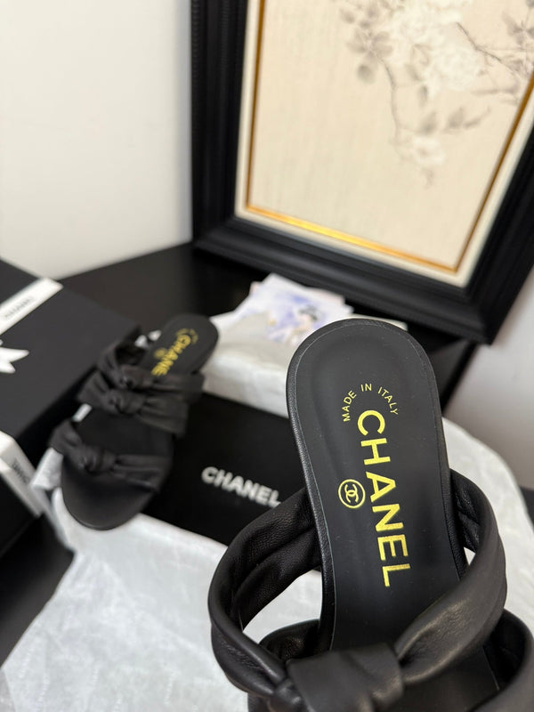 CC 25C Three Strap Mule Black Lambskin 233557