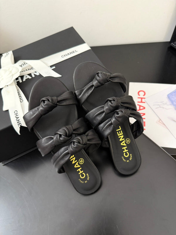 CC 25C Three Strap Mule Black Lambskin 233557