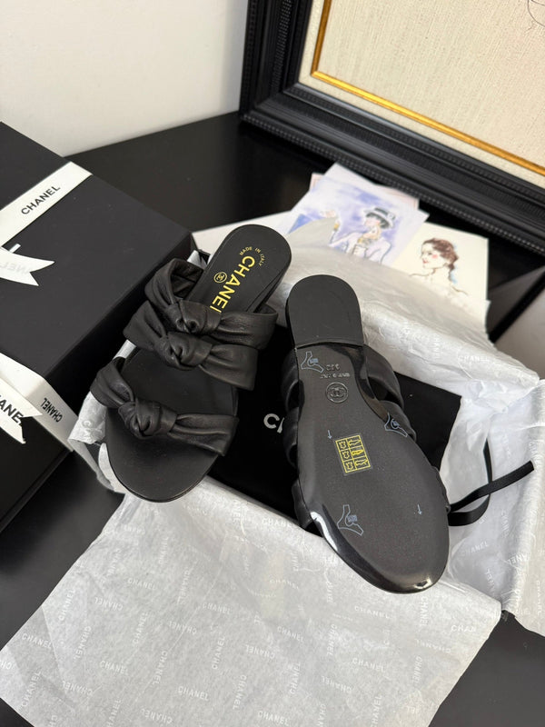 CC 25C Three Strap Mule Black Lambskin 233557