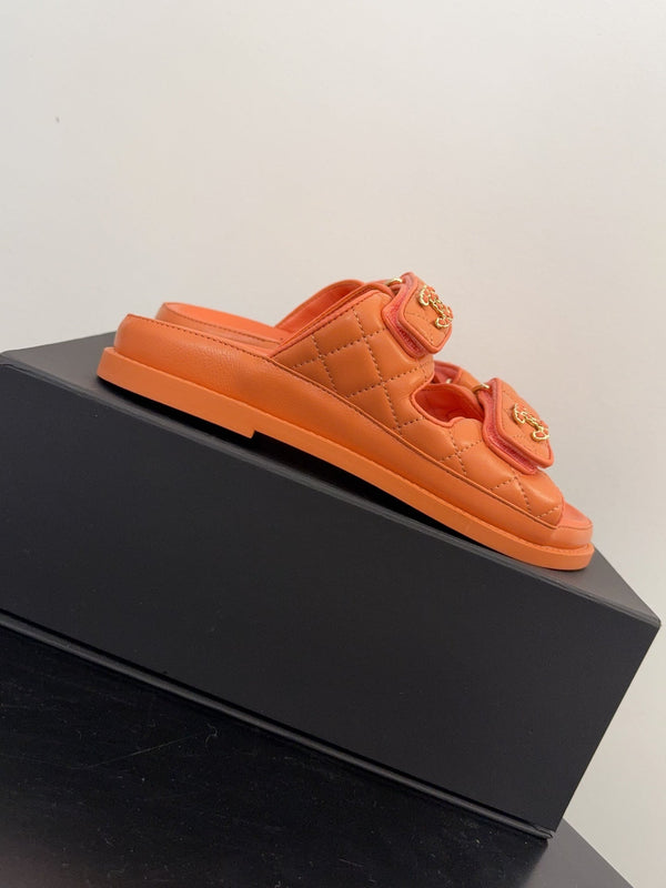 CC 25 Dad Sandal Mule Orange Calfskin