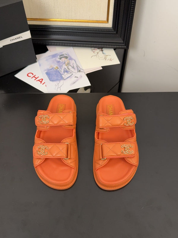CC 25 Dad Sandal Mule Orange Calfskin