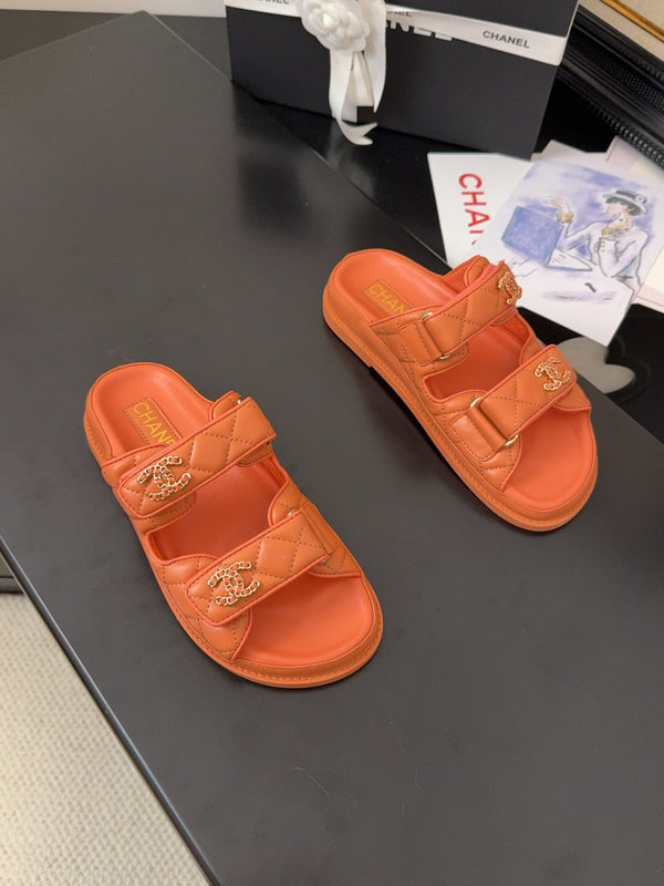 CC 25 Dad Sandal Mule Orange Calfskin