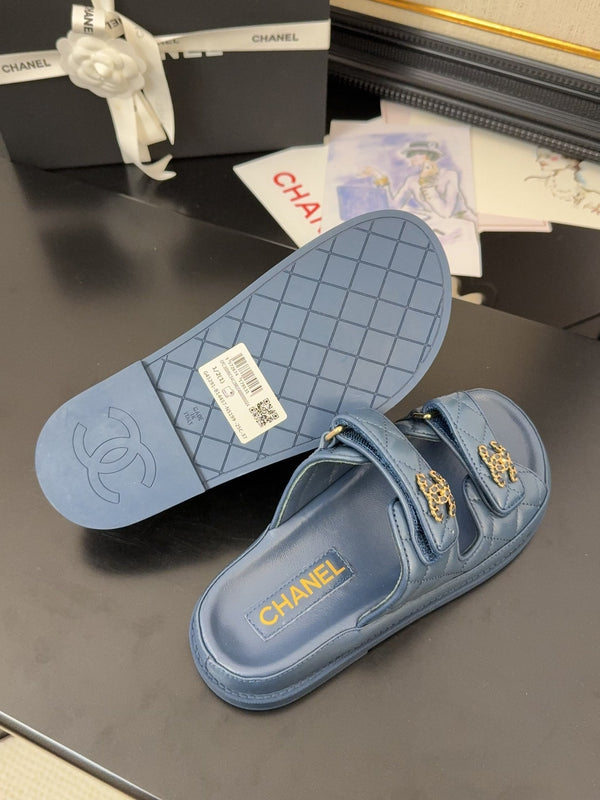CC 25 Dad Sandal Mule Navy Blue Calfskin