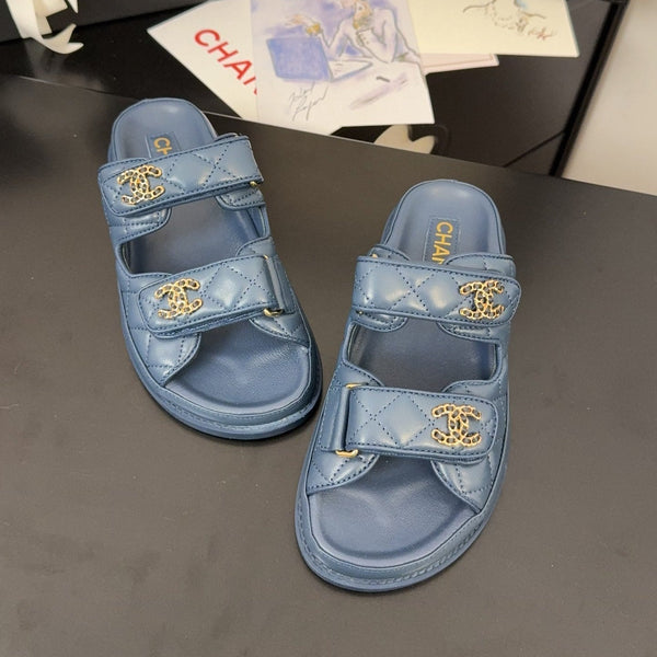 CC 25 Dad Sandal Mule Navy Blue Calfskin