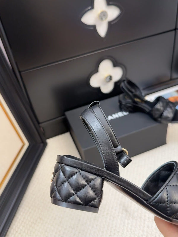 25C Sandal 45mm Open Heel Black Lambskin 233491