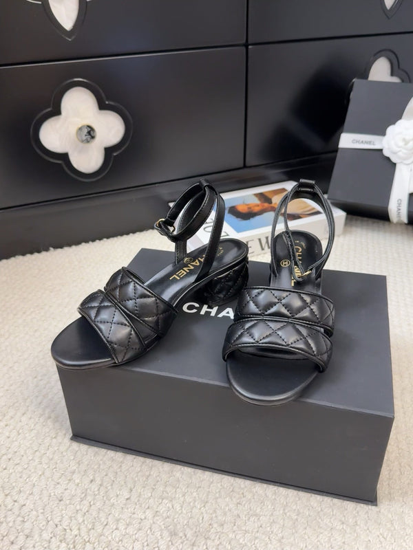 25C Sandal 45mm Open Heel Black Lambskin 233491