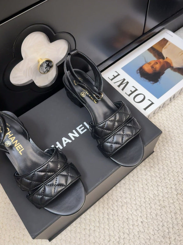 25C Sandal 45mm Open Heel Black Lambskin 233491