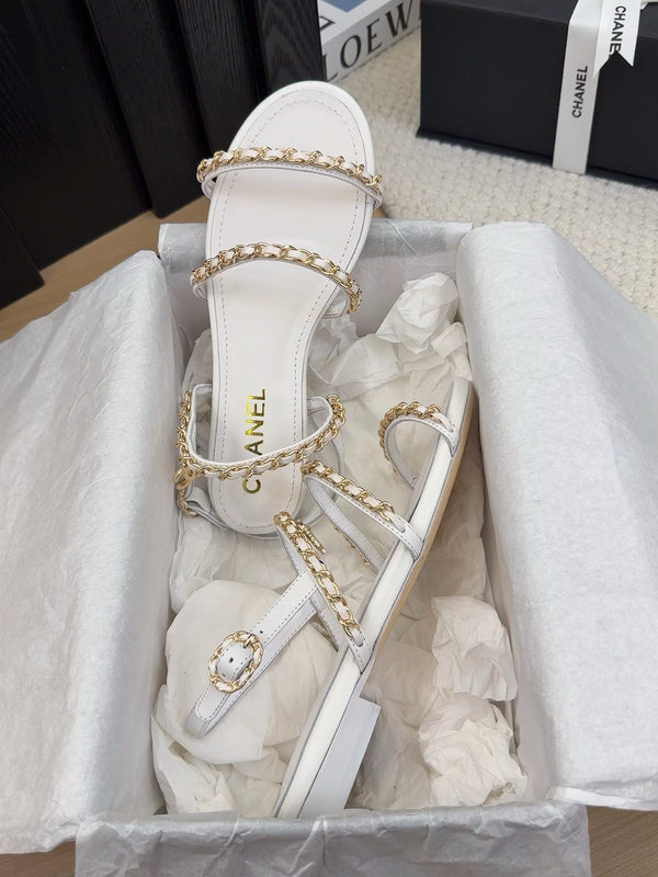 CC 25S Sandal Three Leather Strap White Calfskin