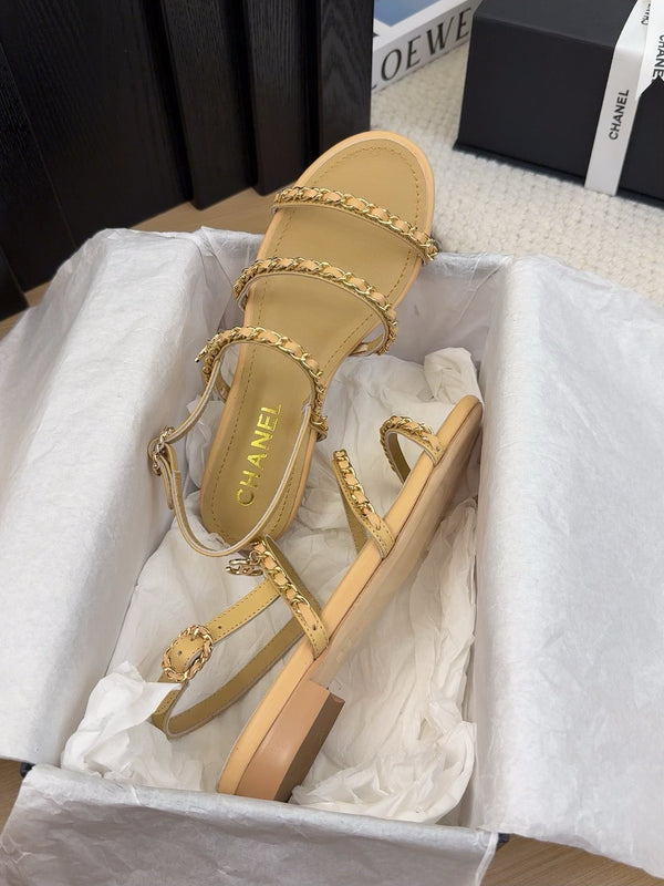 CC 25S Sandal Three Leather Strap Beige Calfskin