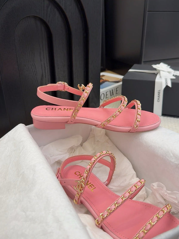 CC 25S Sandal Three Leather Strap Pink Calfskin