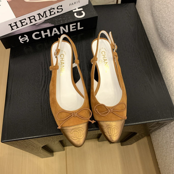 CC 25 Slingbacks 45 Bow With Carrot Suede Mix Gold Sheepskin 277674