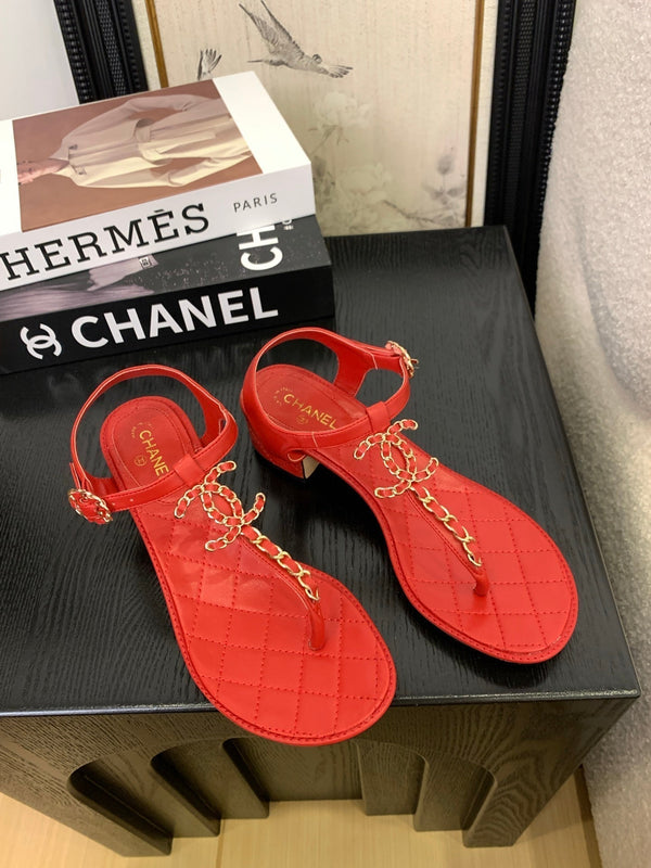 Sandalo infradito CC 25 in pelle doppia C